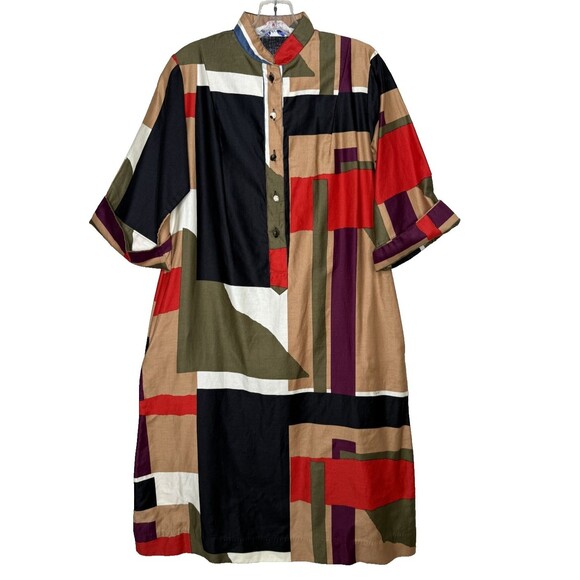 Vtg Katherine Ogust Gallery Dress Womens Sz M Abstract 80s Retro Colorblock